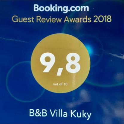 Valutazione media degli ospiti anno 2018 B&B Villa Kuky - Voto 9,8/10 - Booking.com